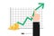 Increase profit sales diagram. Hand with business chart growth in flat style design. increasing graph investment revenue with line