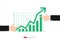 Increase profit sales diagram. Hand with business chart growth in flat style design. increasing graph investment revenue with line