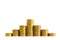 Increasing columns of coins, piles of gold coins arranged as a g