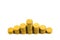 Increasing columns of coins, piles of gold coins arranged as a g