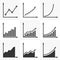 Increasing graph. Set of vector diagrams with a rising trend. S