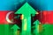 Increasing green arrows on the background of Azerbaijan flag, showing a trend of the economy