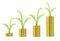 Increasing money gold coins stacked up with plants growing on top of them