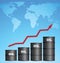 Increasing Price of Oil With World Map Background, Oil Price Concept