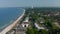 Incredible aerial drone view of Baltic sea coastline in Scharbeutz, Germany, dolly in, day