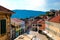 Incredible bright seascape. View from a high point of the city on the mountains and the sea. Herceg Novi