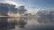 Incredible cloudscape at the Wadden sea near Holwerd in the Netherlands at sunset