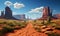 Incredible colorful natural landscapes of Monument Valley.