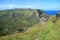 Incredible Crater Lake of Rano Kau with a Gap at the Southern End of Crater Wall Showing Pacific Ocean, Easter Island, Chile