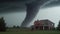 The incredible force of a massive tornado hurling houses and trees in its path created with Generative AI