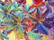 An incredible illustration of artistic design of colorful graphic pattern of leaves of plants