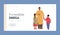 Incredible India Landing Page Template. Indian Man Wear Long Robe Holding Children by Hands, Father with Girl and Boy