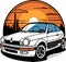 Incredible lovely vector art sport car sunset