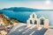 Incredible morning view of Santorini island. Picturesque spring scene of the  famous Greek resort - Fira, Greece, Europe.