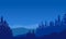 Incredible Mountain views from the city outskirts in darkness. Vector illustration