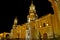 Incredible Night View of the Basilica Cathedral of Arequipa, Peru