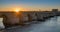 The incredible Roman bridge over the River Guadalquivir at the ancient moorish town of Cordoba at sunset