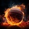 Incredible speed, Basketball with flames, on its way to the basket