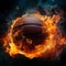 Incredible speed, Basketball with flames, on its way to the basket