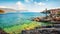 Incredible spring view of port Fiskardo. Picturesque morning seascape of Ionian Sea. Stunning outdoor scene of Kefalonia island,