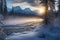 Incredible stunning scenery of Jasper National Park in winter