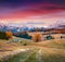 Incredible sunrise in Alpe di Siusi with beautiful yellow larch