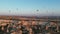 Incredible sunrise and balloons over the hills in Cappadocia. The view from the drone.