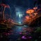 Incredible, surreal, highly detailed fantasy psychedelic landscape of giant mushrooms, fantasy, wonder, dreams and consciousness