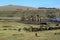 Incredible view of Ahu Tongariki on Easter Island or Rapa Nui or Isla de Pascua