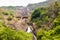 Incredible view of Dudhsagar waterfall with railway bridge in Goa / India