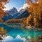 Incredible view on majestic famouse lake Braies in autumn season. Wonderful sunny landscape in dolomites Alps with