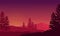 Incredible view of the mountains at night from the edge of the city. Vector illustration