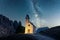 Incredible view on small iIlluminated chapel