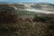 Incredibly beautiful landscape view from the mountain to the valley before a thunderstorm in spring