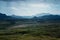 Incredibly beautiful landscape view from the mountain to the valley before a thunderstorm in spring