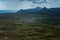 Incredibly beautiful landscape view from the mountain to the valley before a thunderstorm in spring