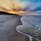 Incredibly colorful sunset at the Polish seaside