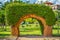 Incredibly fabulous and beautiful flower arches in the city park of Alexandria