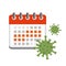 Incubation period virus in red calendar