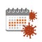 Incubation period virus in red calendar