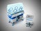 Incubator for children blue 3d rendering on gray background