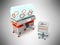 Incubator for children orange with bedside table 3d render on gr