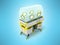 Incubator for premature babies yellow 3d render on blue background
