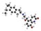 Indacaterol COPD drug molecule. Atoms are represented as spheres with conventional color coding: hydrogen (white), carbon (grey),