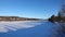 Indalsalven river from Undersaker town in winter in Jamtland in Sweden