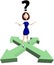 Indecision cartoon woman question arrows