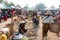 Indein, Myanmar - March 2019: Burmese people shopping on street market