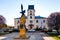 Independence 100 anniversary memorial in front of Ratusz Town Hall in Sedziszow Malopolski town in Poland