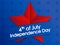 Independence Day 4th of July. Festive banner with red star on blue gradient background. Vector