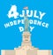 Independence Day of America. Statue of Liberty symbol of New York. Font of clouds. Blue sky and white clouds. National patriotic